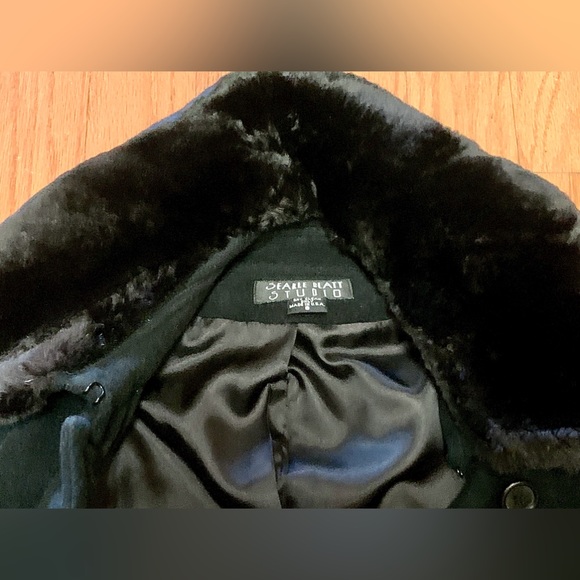 Women’s 8 SEARLE BLATT STUDIO Real Fur Trim Cashmere Full Length Coat Jacket - Picture 13 of 14